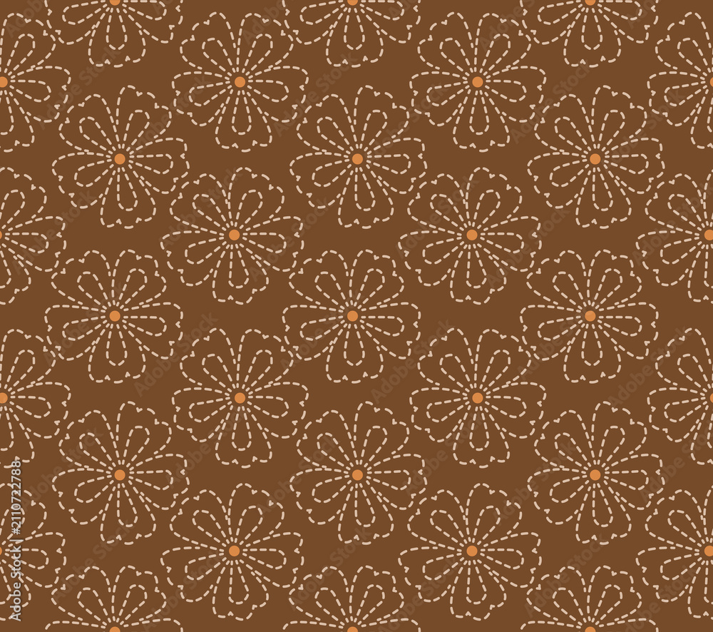 Fototapeta premium Japanese Bloom Fall Vector Seamless Pattern