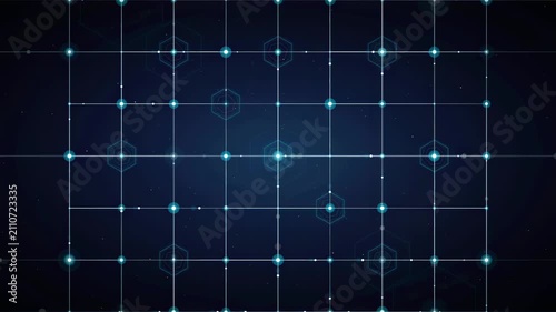 Abstract blue digital grid background with glowing connection points and futuristic network data lines