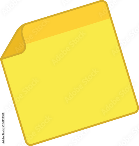 Blank yellow sticky note paper sheet on transparent background