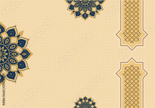 Luxury Islamic ornament background with elegant blue gold mandala patterns for Eid, Ramadan, invitation & certificate vector