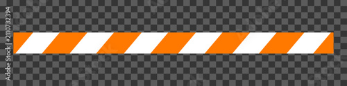 Принти на полотні White and orange vector traffic barricade tape with diagonal stripes uses caution, warning, alert and safety purpose isolated on transparent background