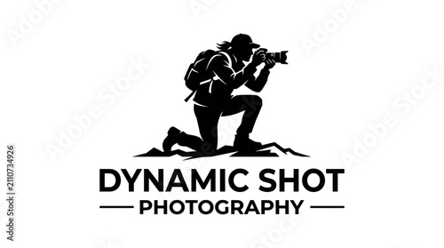 Photographer capturing image outdoors with backpack and camera
