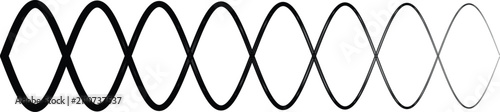Cuadro en lienzo Intertwining sine wave lines in black on a white background, creating a repeatin