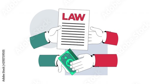 Lawmaking manipulation 2D animation. Legislative corruption. Political influence. Bribery lobbying. Exchanging hands animated cartoon flat concept metaphor 4K video isolated on transparent background