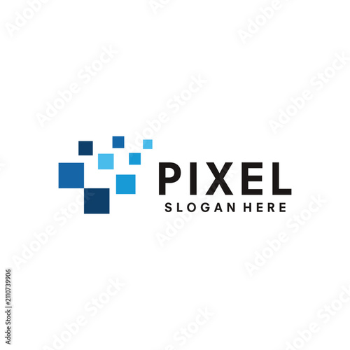 Pixel logo vector template illustration