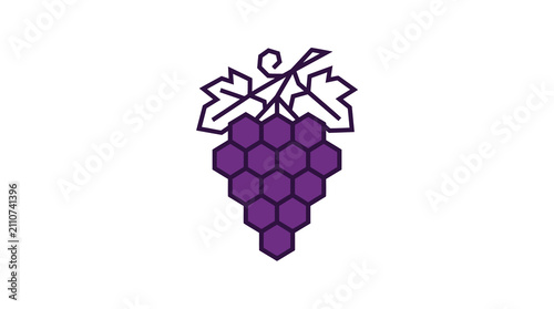 A stylized purple grape cluster icon with geometric hexagonal shapes