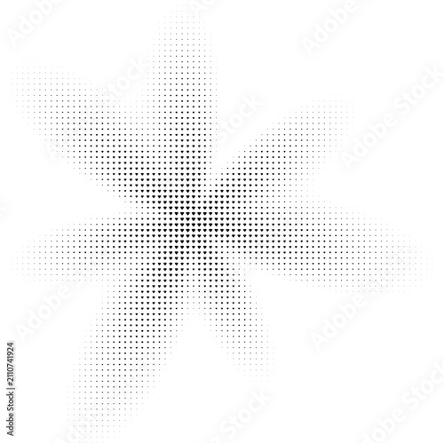 Bild auf Leinwand Star-shaped halftone burst pattern made of tiny black dots on a white background