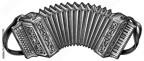 Canvas Print Vintage Accordion Illustration