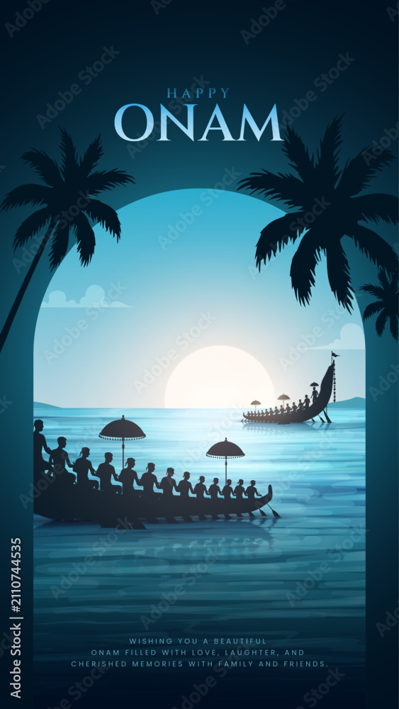 Obraz premium Onam celebration background for Happy Onam festival of South India Kerala. South India Kerela festival happy Onam celebration greetings. Happy Onam celebration greetings.