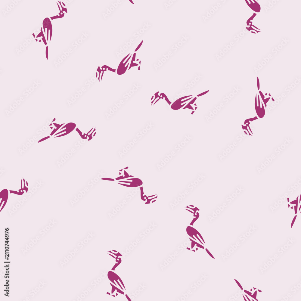 Fototapeta premium malabar pied hornbill bird exotic vector glyph seamless pattern malabar pied hornbill bird exotic sign illustration