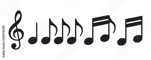 Bild auf Leinwand Treble clef with several musical notes on transparent background vector illustration for design