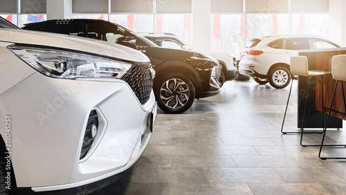 Fotografía Car showroom displays new vehicles for customers interested in buying cars durin