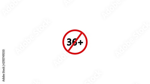 36+ content rating, age limit permanent, Saigon animation, movies and gaming, parental guidance warning, motion graphics video with transparent white background.