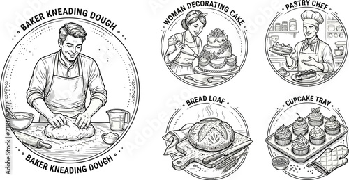 Collection of Professional Bakery Art Icons for Culinary Projects