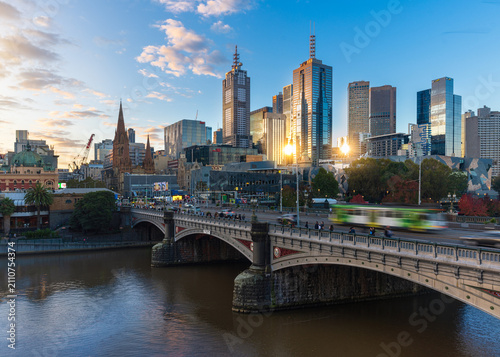 Melbourne Southbank Cityscape Golden hour