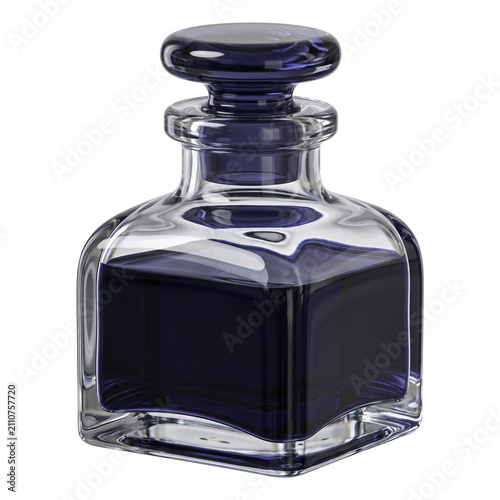 Dark Blue Glass Ink Bottle with Stopper
