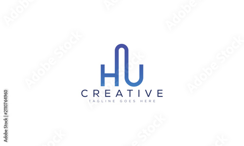 Hu letter logo design with blue gradient style