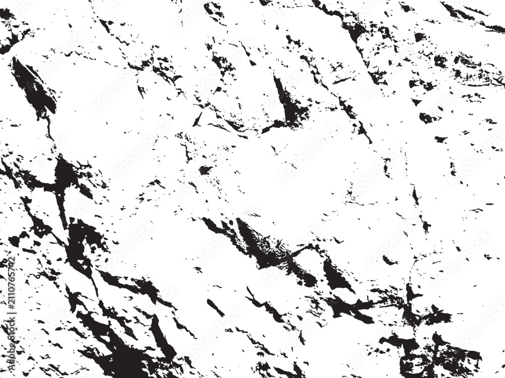 Obraz premium Black and white vector stone texture with cracks and noise. Grunge overlay and background with a grainy structure. Urban style glitch effects and a distressed look.