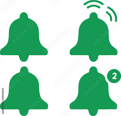 Notification bell icon. Alert symbol. Simple pictogram for reminder, alarm, message notification, app update, warning, ring, announcement and user interface notice.