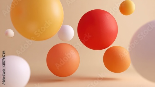 Colorful Floating Spheres on Soft Background for Creative Projects