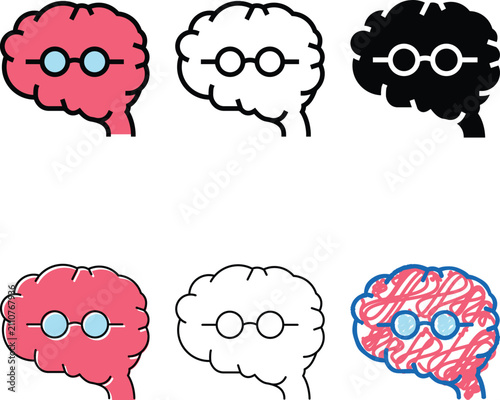 Photography brain geek color icon vector