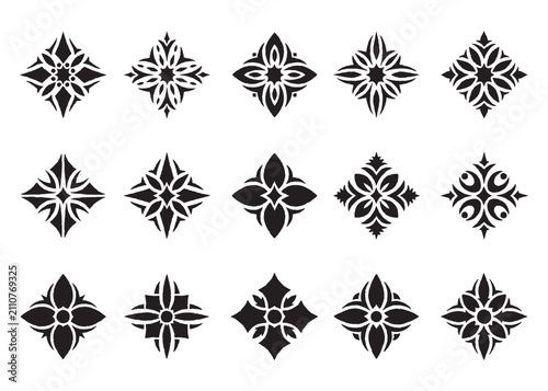 Hand drawn Ornamental floral vector motifs collection set. Vector art for decorative design, textile, wallpaper, and branding use