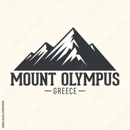 Canvas Print Mount olympus greece,  vector logo illustration with mountain landmark adventure