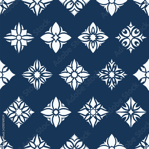 Hand drawn Ornamental floral tile mono seamless pattern. Vector art surface pattern for web, t-shirt design, other graphic design use
