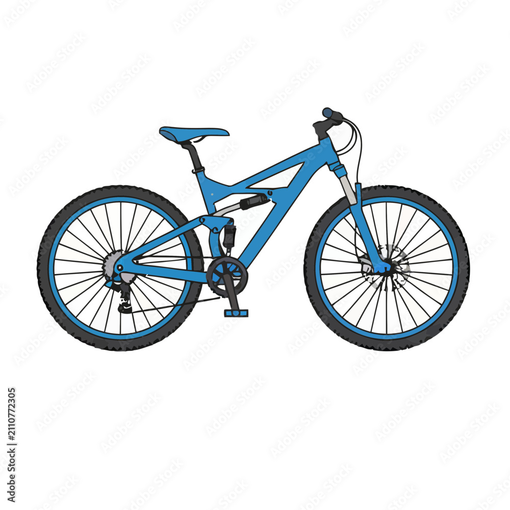 Fototapeta premium Blue Full Suspension Mountain Bike Illustration