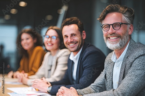 Diverse Business Team Smiling During a Meeting Presentation