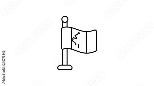 Minimalist outline animation of Canada flag on pole drawing on and fading out. Features a clean pop up style in 3 color setups.