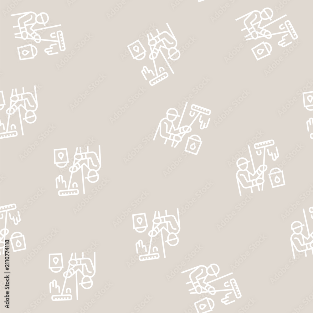Obraz premium painter painting wall vector line seamless pattern painter painting wall sign illustration