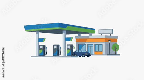 Modern Fuel Station with Clean Lines.