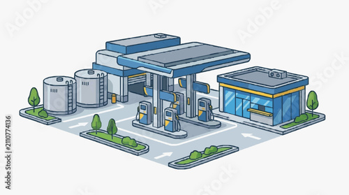 Modern Fuel Station with Clean Design.
