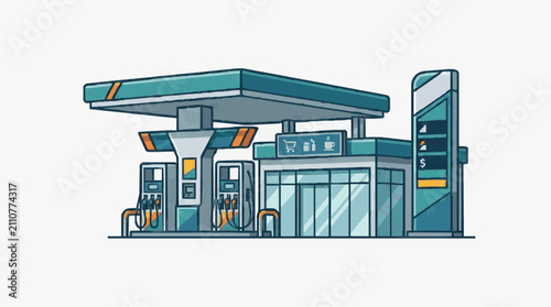 Modern Fuel Station with Digital Signage.
