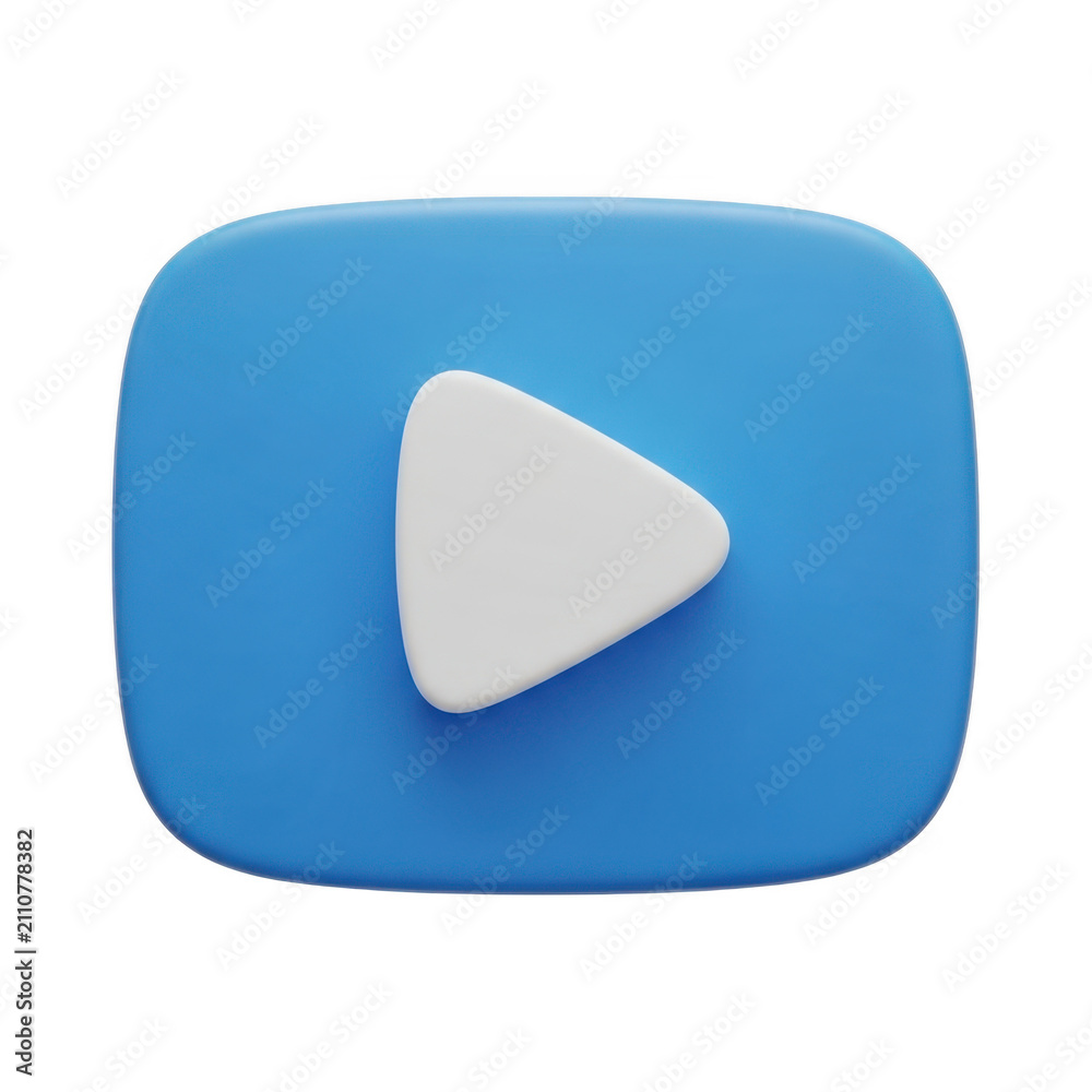 Obraz premium 3d play button icon with blue background isolated on transparent background