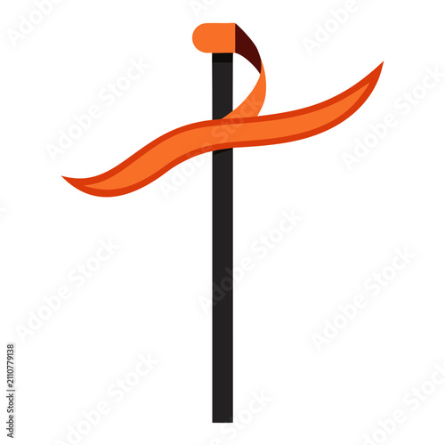Conceptual graphic design showing tall vertical dark pillar entwined with orange flowing ribbon creating symbolic representation of hope.