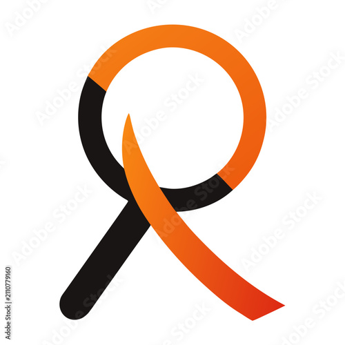 Graphic sign featuring rounded shapes with black and orange color palette designed for modern branding and creative identity visual layout.