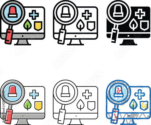 Canvas Print monitoring and information retrieval color styles icon vector