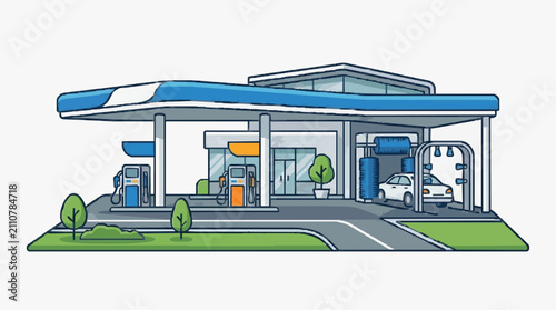 Modern Gas Station with Clean Lines.