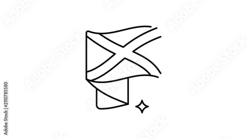 Minimalist outline animation of Scotland waving flag drawing on and fading out. Features a clean pop up style in 3 color setups.