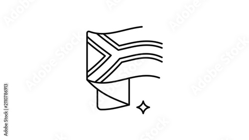 Minimalist outline animation of South Africa waving flag drawing on and fading out. Features a clean pop up style in 3 color setups.