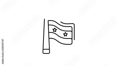 Minimalist outline animation of Syria flag with stars drawing on and fading out. Features a clean pop up style in 3 color setups.