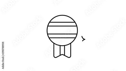 Minimalist outline animation of Thailand flag round badge drawing on and fading out. Features a clean pop up style in 3 color setups.