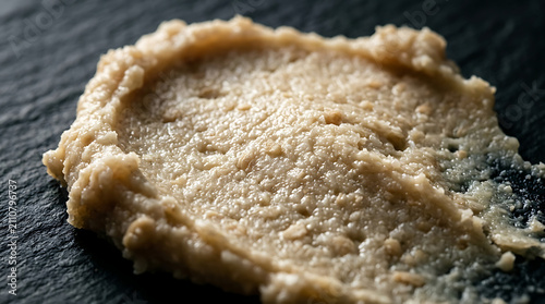White Miso Paste Texture Macro Detail – Dense Creamy Fermented Soybean Closeup Photography