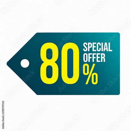 Special discount sale tag showing eighty percent off offer