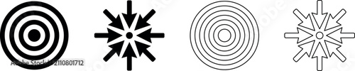 Foto Set of target and converging arrows icons representing focus and direction