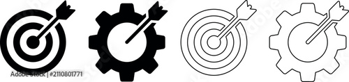 Target and gear icons representing strategic business goals and operational efficiency