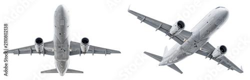 Konstfotografi Airplanes bottom view set isolated PNG, white commercial passenger jets in fligh