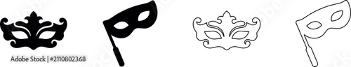Collection of masquerade masks in silhouette and outline styles